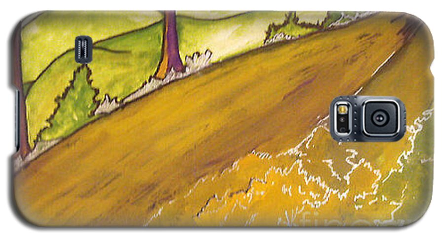 Irisgelbart Galaxy S5 Case featuring the painting Golden Road #1 by Iris Gelbart