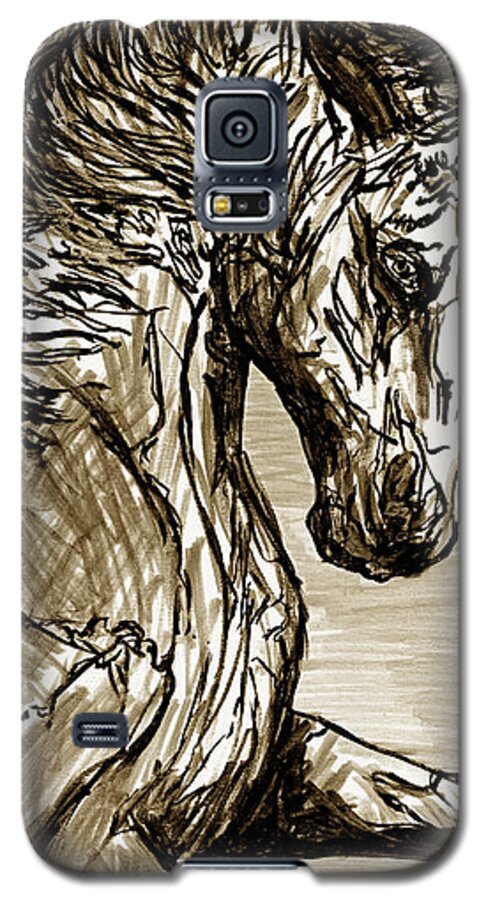 Texas Galaxy S5 Case featuring the drawing Horse Twins I by Erich Grant