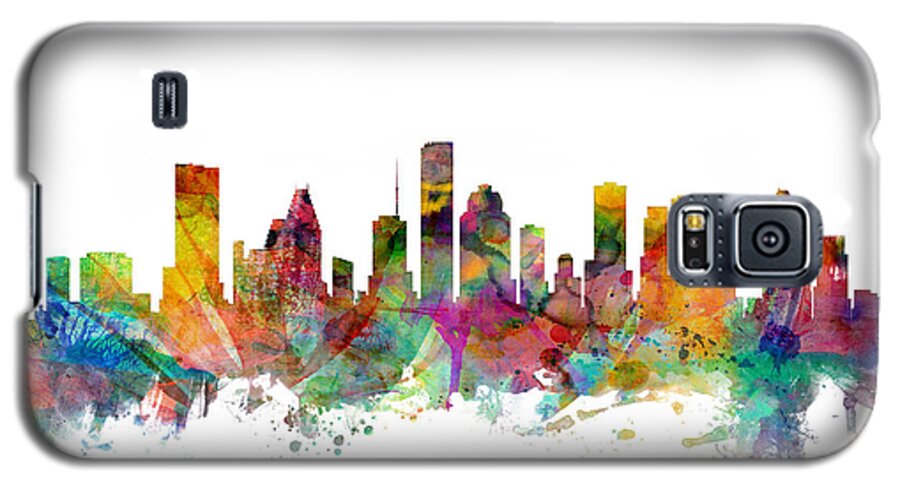 united States Galaxy S5 Case featuring the digital art Houston Texas Skyline #1 by Michael Tompsett