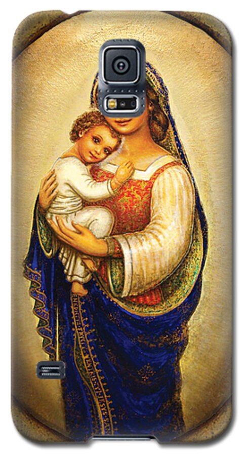 Madonna And Child Galaxy S5 Case featuring the mixed media Madonna in a Halo by Ananda Vdovic