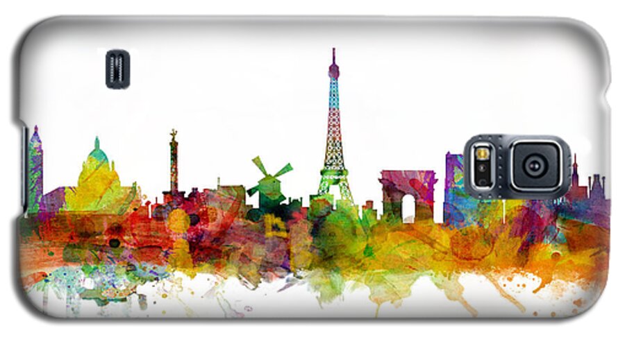 Paris Galaxy S5 Case featuring the digital art Paris France Skyline #1 by Michael Tompsett