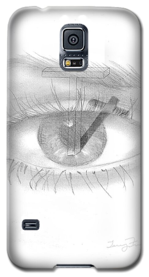 Eye Galaxy S5 Case featuring the drawing Plank in Eye by Terry Frederick