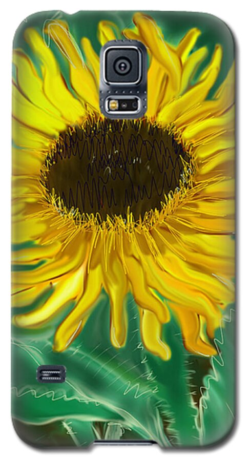 Sunflower Galaxy S5 Case featuring the painting The Sun Thief #1 by Jean Pacheco Ravinski