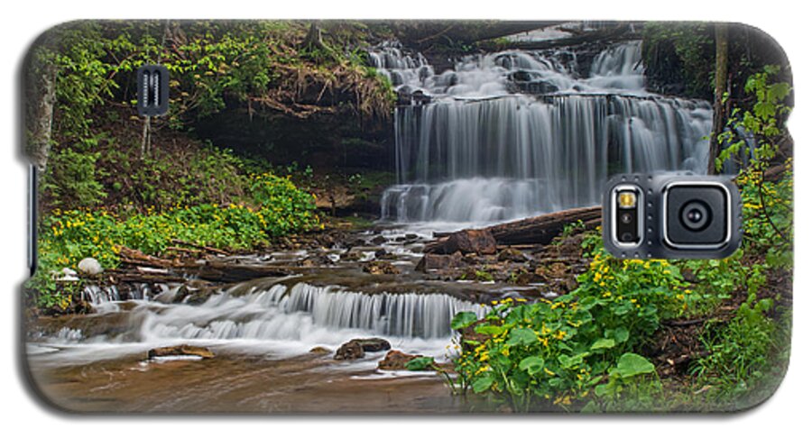 Wagner Falls;waterfalls;munising Michigan;marsh Marigolds;spring; Gary Mccormick;footsore Fotography;forest; Landscape; Wilderness; Galaxy S5 Case featuring the photograph Wagner Falls #1 by Gary McCormick
