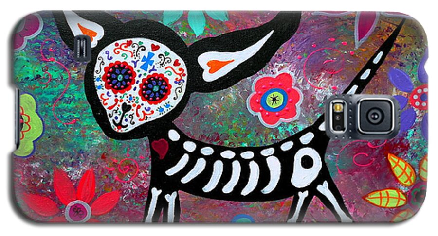 Tres Galaxy S5 Case featuring the painting Chihuahua Dia De Los Muertos #8 by Pristine Cartera Turkus