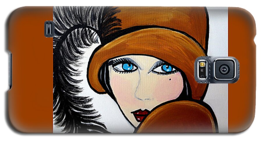 1920's Flapper Girl Gail Galaxy S5 Case featuring the painting Art Deco Gail by Nora Shepley