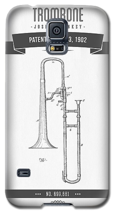 Trombone Galaxy S5 Case featuring the digital art 1902 Trombone Patent Drawing by Aged Pixel