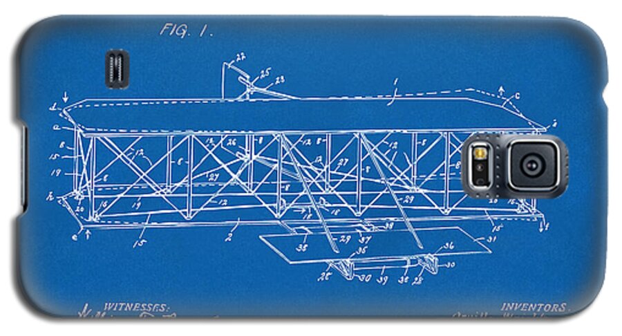 Wright Brothers Galaxy S5 Case featuring the digital art 1906 Wright Brothers Flying Machine Patent Blueprint by Nikki Marie Smith