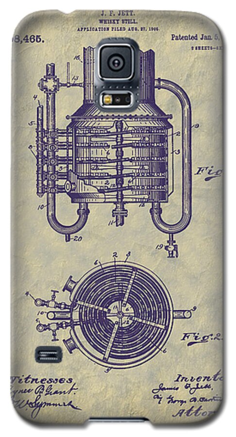 Whiskey Still Galaxy S5 Case featuring the digital art 1909 Jett Whiskey Still Patent by Barry Jones