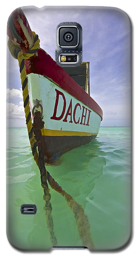 Aqua Galaxy S5 Case featuring the photograph Anchored Colorful Fishing Boat of Aruba II by David Letts