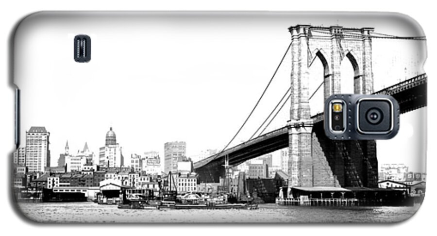Brooklyn Bridge Galaxy S5 Case featuring the photograph Black and White Abstract City Photography...Brooklyn Bridge #2 by Amy Giacomelli