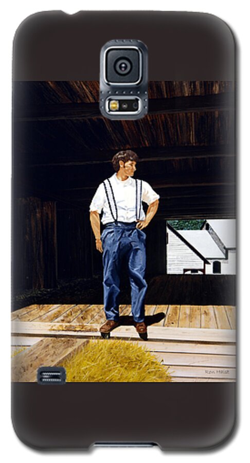 Oil Galaxy S5 Case featuring the painting Boy in the Barn by Ron Haist