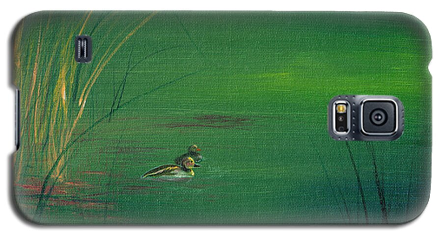 Ducks Galaxy S5 Case featuring the painting Golden Glow by Laurianna Taylor