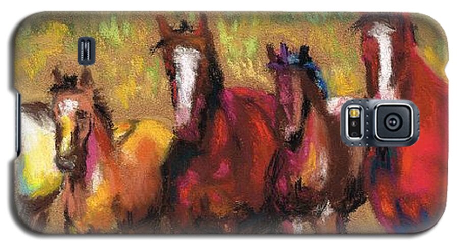 Horses Galaxy S5 Case featuring the painting Mares and Foals by Frances Marino