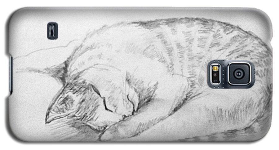 Pet Galaxy S5 Case featuring the drawing My pet cat #2 by Asha Sudhaker Shenoy