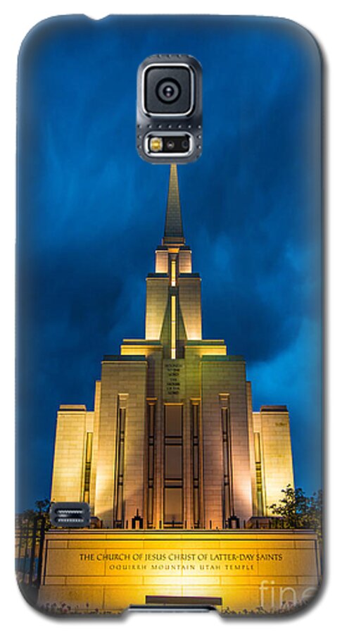 Oquirrh Mountain Galaxy S5 Case featuring the photograph Oquirrh Mountain LDS Temple Evening Thunderstorm #2 by Gary Whitton