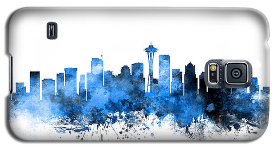 United States Galaxy S5 Case featuring the digital art Seattle Washington Skyline #6 by Michael Tompsett
