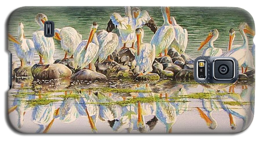 Pelican Galaxy S5 Case featuring the painting Standing Room Only #2 by Greg and Linda Halom