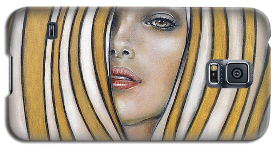 Woman Galaxy S5 Case featuring the painting Golden Dream 060809 #1 by Selena Boron