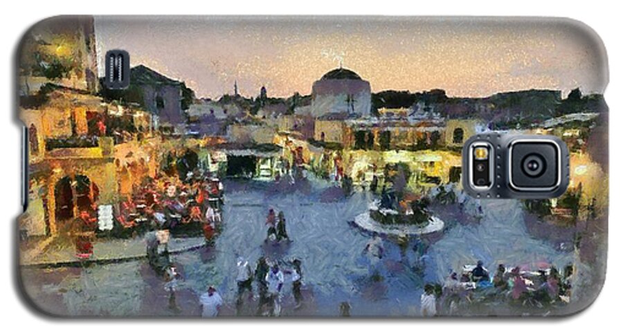 Rhodes Galaxy S5 Case featuring the painting Old city of Rhodes #1 by George Atsametakis