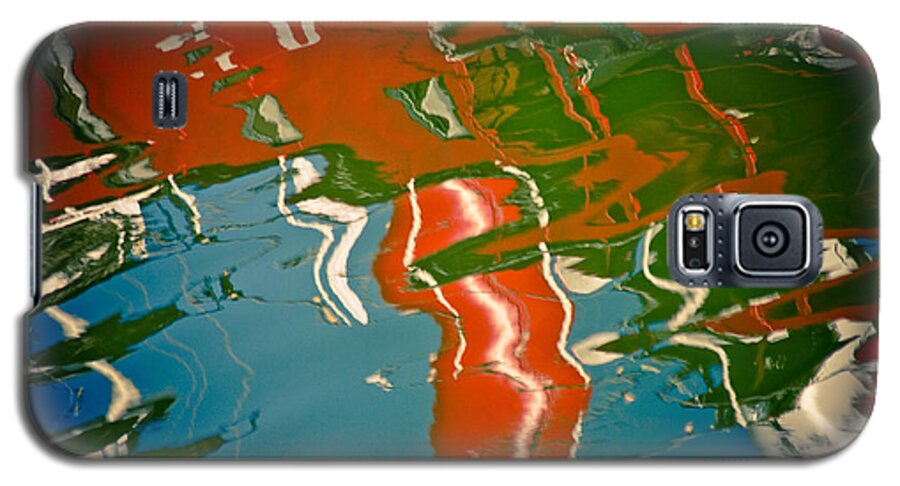 Reflection Galaxy S5 Case featuring the photograph Reflection In Water Of Red Boat #4 by Raimond Klavins