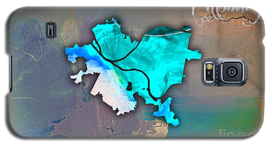 Pittsburgh Art Galaxy S5 Case featuring the mixed media Pittsburgh Map Watercolor #6 by Marvin Blaine