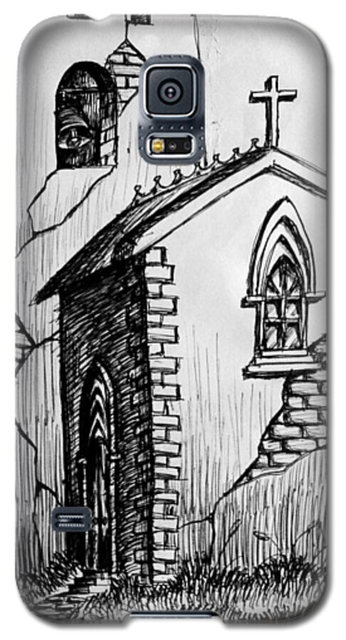 Wallpaper Buy Art Print Phone Case T-shirt Beautiful Duvet Case Pillow Tote Bags Shower Curtain Greeting Cards Mobile Phone Apple Android Nature Sketch Pen Paper Ink Canvas Framed Art Acrylic Greeting Print Church Cathedral Old Ruin Broken Old West Salman Ravish Khan Galaxy S5 Case featuring the painting Old Church by Salman Ravish