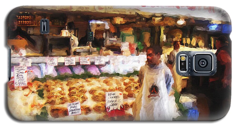 Seafood Art Paintings Galaxy S5 Case featuring the painting A Day At The Fish Market by Ted Azriel