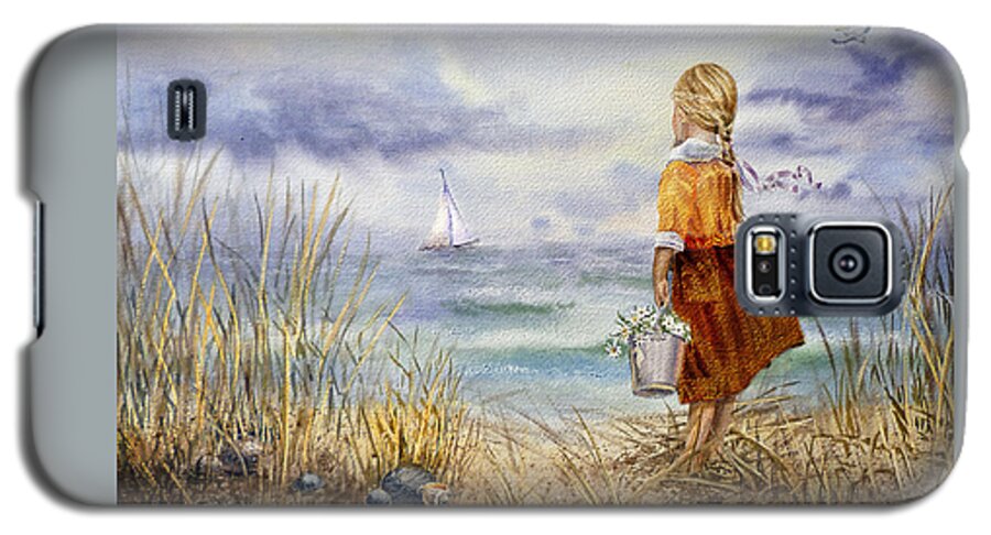 Girl Galaxy S5 Case featuring the painting A Girl And The Ocean by Irina Sztukowski