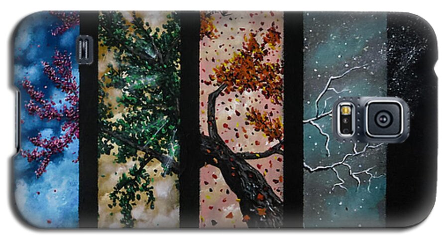Contemporary Art Depiction Of Trees In The Four Seasons Galaxy S5 Case featuring the painting A Life by Joel Tesch