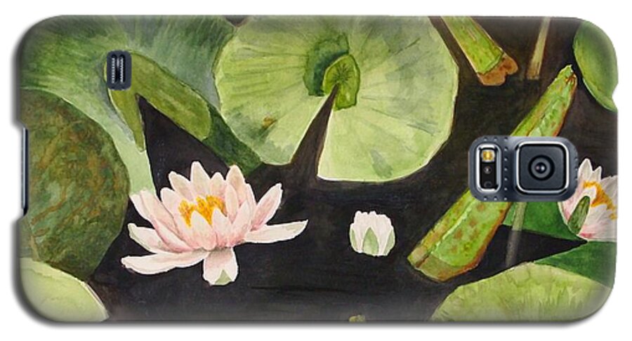 Watercolor Painting Galaxy S5 Case featuring the painting A Lily Pond by Nancy Kane Chapman