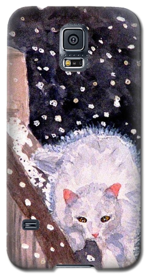 Cat Galaxy S5 Case featuring the painting A Silent Journey by Angela Davies