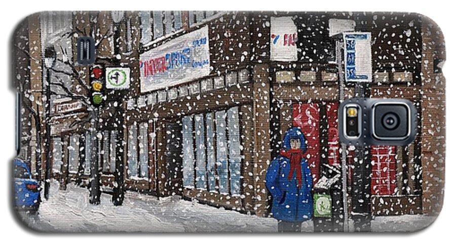 Verdun Winter Scenes Galaxy S5 Case featuring the painting A Snowy Day on Wellington by Reb Frost