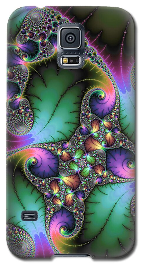 Fractal Galaxy S5 Case featuring the digital art Abstract fractal art with jewel colors by Matthias Hauser
