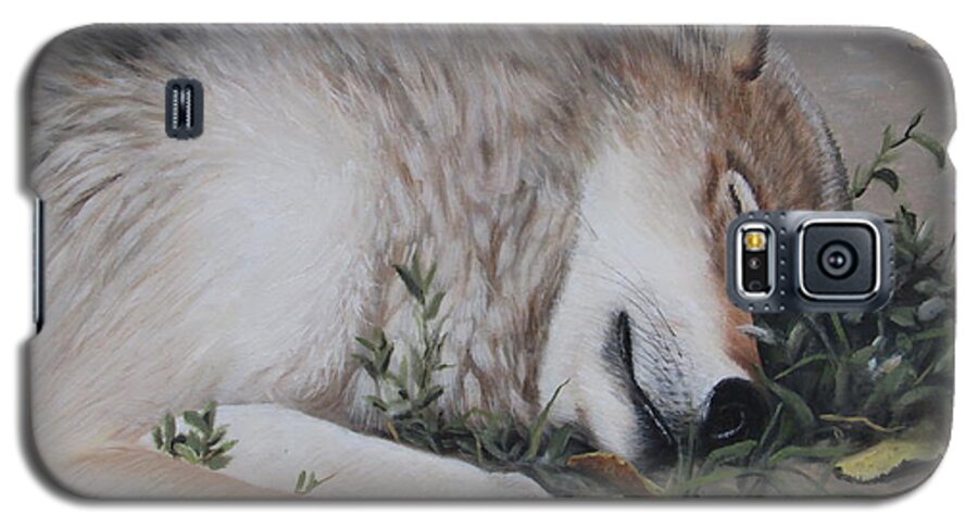 Wolf Galaxy S5 Case featuring the painting Afternoon Nap by Tammy Taylor