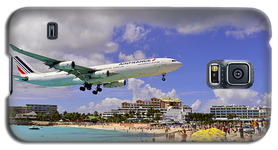 St Martin Galaxy S5 Case featuring the photograph Air France Landing at St Maarten by Matt Swinden