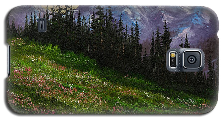 Landscape Galaxy S5 Case featuring the painting Alpine Meadow by Chris Steele