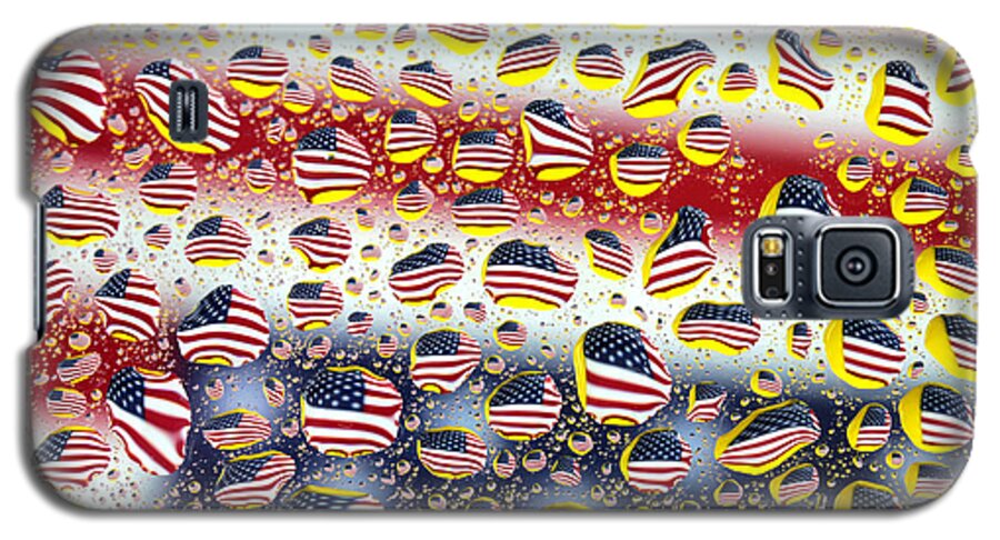 American Galaxy S5 Case featuring the painting American flag in water drops by Paul Ge