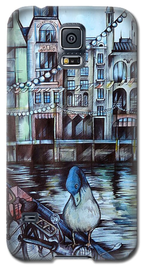 Travel Galaxy S5 Case featuring the drawing Amsterdam by Anna Duyunova
