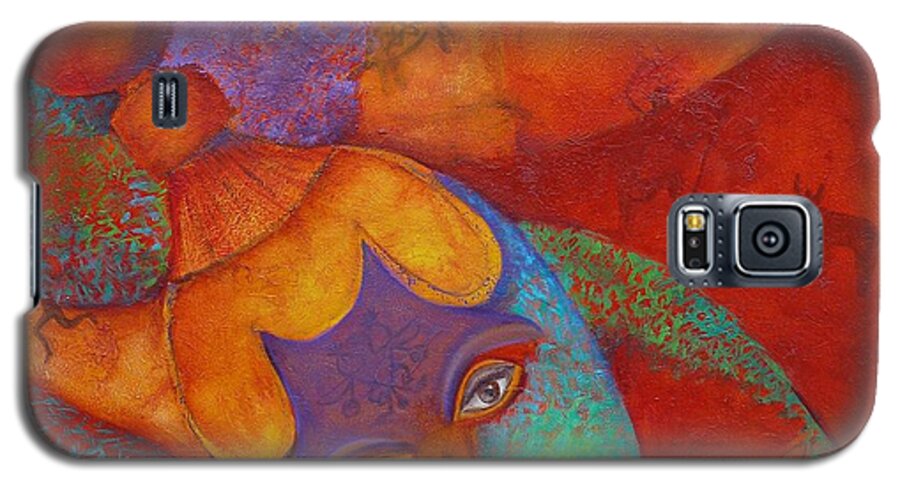 Red Galaxy S5 Case featuring the painting Ancestral Mask by Tracie L Hawkins