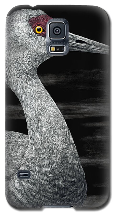Sandhill Crane Galaxy S5 Case featuring the drawing Ancient Traveler by Ann Ranlett