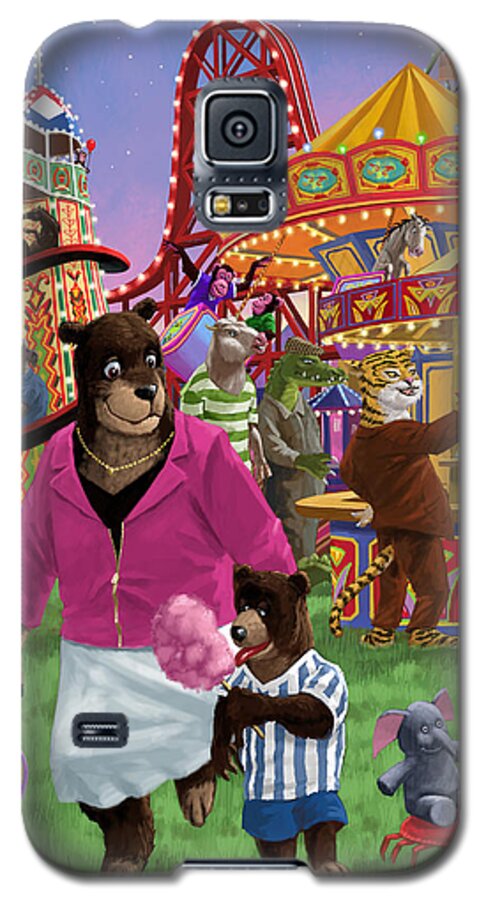 Animals Galaxy S5 Case featuring the painting Animal Fun Fair by Martin Davey