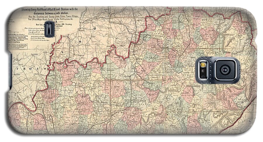 Kentucky Galaxy S5 Case featuring the drawing Antique Map of Kentucky by James T. Lloyd - 1862 by Blue Monocle
