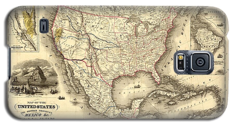 Antique North America Map Galaxy S5 Case featuring the digital art Antique North America Map by Gary Grayson