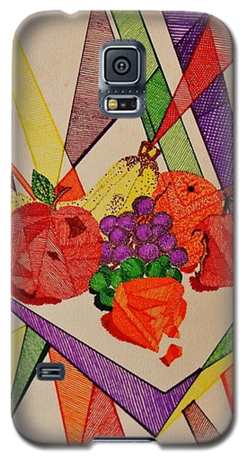 Still Life Drawn With Markers Galaxy S5 Case featuring the drawing Apples and Oranges by Celeste Manning