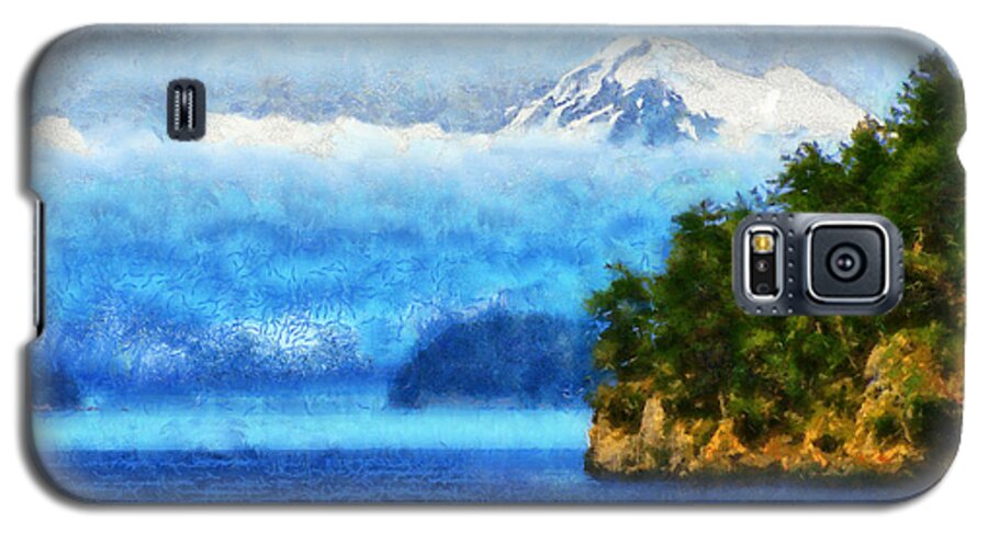 San Juan Island Galaxy S5 Case featuring the digital art Approaching San Juan Island Washington by Kaylee Mason