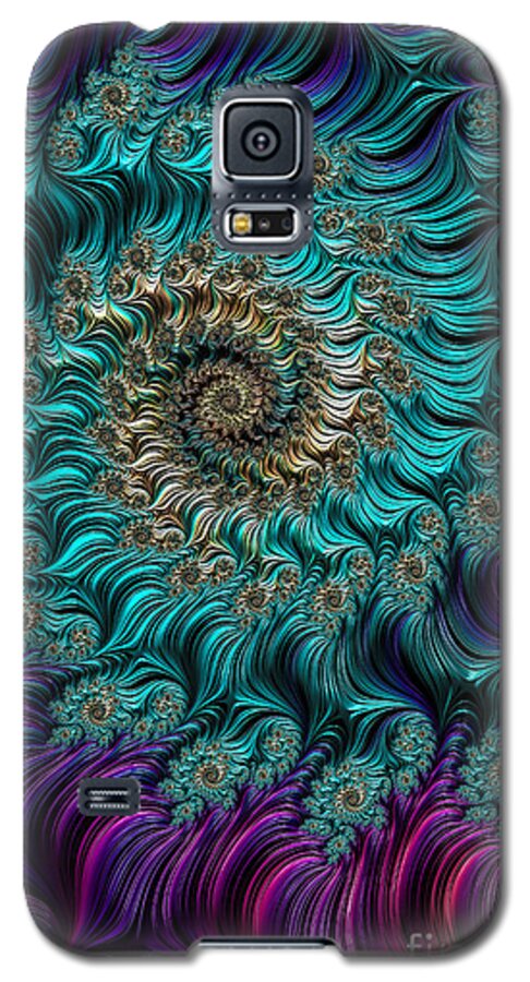Fractal Galaxy S5 Case featuring the digital art Aqua Swirl by Steve Purnell