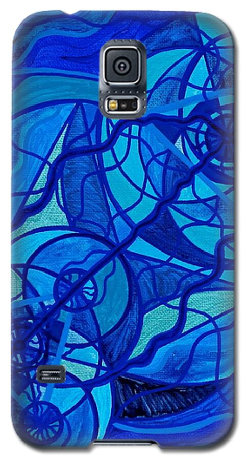 Vibration Galaxy S5 Case featuring the painting Arcturian Calming Grid by Teal Eye Print Store
