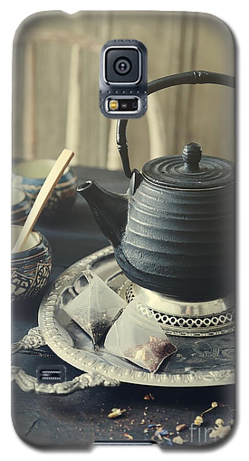 Asia Galaxy S5 Case featuring the photograph Asian teapot with cups and herbal bags of tea by Sandra Cunningham