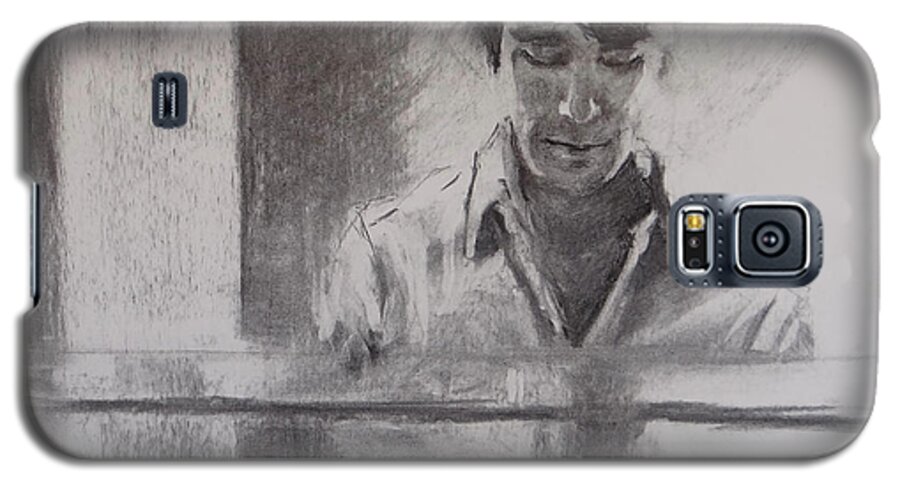 Charcoal Portrait Galaxy S5 Case featuring the painting At the Piano by Carol Berning